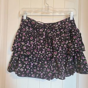 Bebe Purple Floral Flowy Mini Skirt